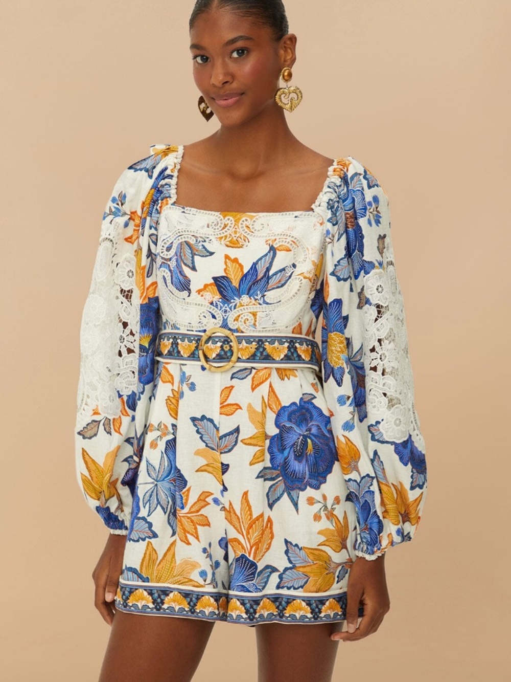 Off-White Summer Flowers LENZING™ ECOVERO™ Euroflax™ Romper